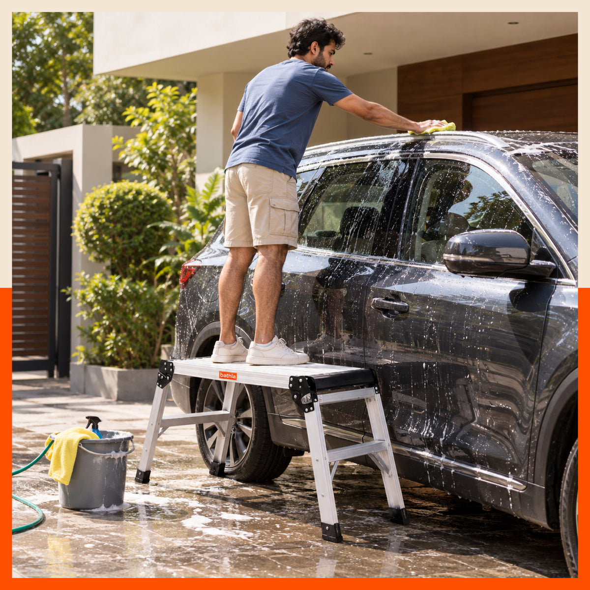 Bathla Vantage Aluminium Work Platform | Heavy Duty Work Bench | Foldable Work Stand with Wide Platform | Portable Step Platform for Home, Office, Painting, Cleaning, Maintenance & DIY Work