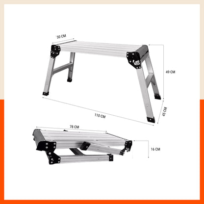 Bathla Vantage Aluminium Work Platform | Heavy Duty Work Bench | Foldable Work Stand with Wide Platform | Portable Step Platform for Home, Office, Painting, Cleaning, Maintenance & DIY Work