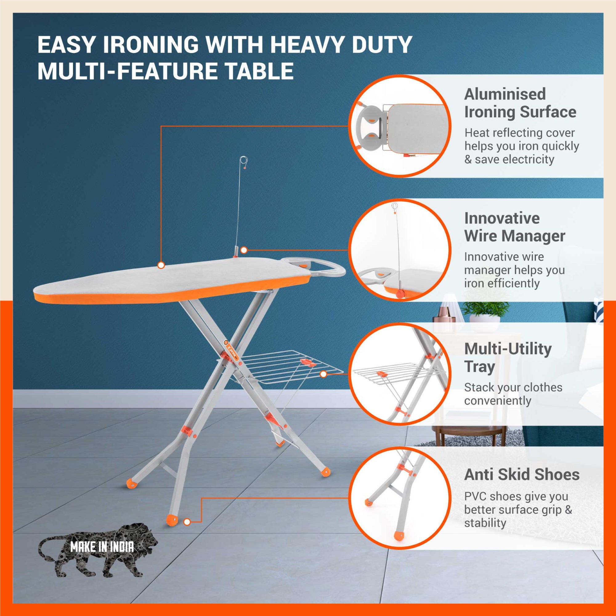 Bathla X-Pres Ace Ironing Board | Foldable & Height Adjustable