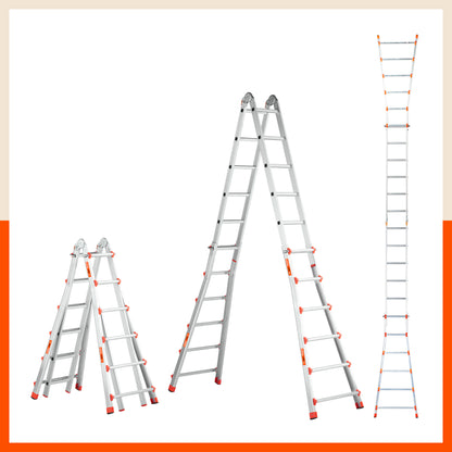 Bathla X-Tend Apex 18.5 Ft Heavy Duty Aluminium Extension Ladder | 150 kg Capacity | Anti-Slip | Multipurpose A-Frame Folding Ladder | Extendable to 5.6 meters