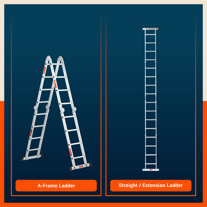 Bathla X-Tend 15 Ft Aluminium Multipurpose Foldable Step Ladder | Portable & Compact Folding Design | 150 Kg Load Capacity | 2-Year Warranty