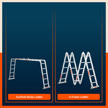 Bathla X-Tend 19 Ft Aluminium Multipurpose Foldable Step Ladder | Portable & Compact Folding Design | 150 Kg Load Capacity | 2-Year Warranty