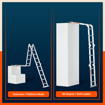 Bathla X-Tend 19 Ft Aluminium Multipurpose Foldable Step Ladder | Portable & Compact Folding Design | 150 Kg Load Capacity | 2-Year Warranty