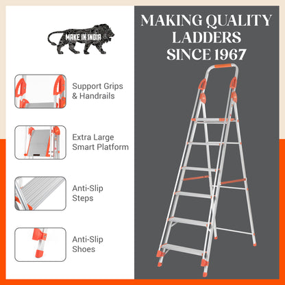Bathla Zenith 6-Step Foldable Aluminium Ladder For Home