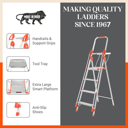 Bathla Zenith Plus 4-Step Foldable Aluminium Ladder For Home