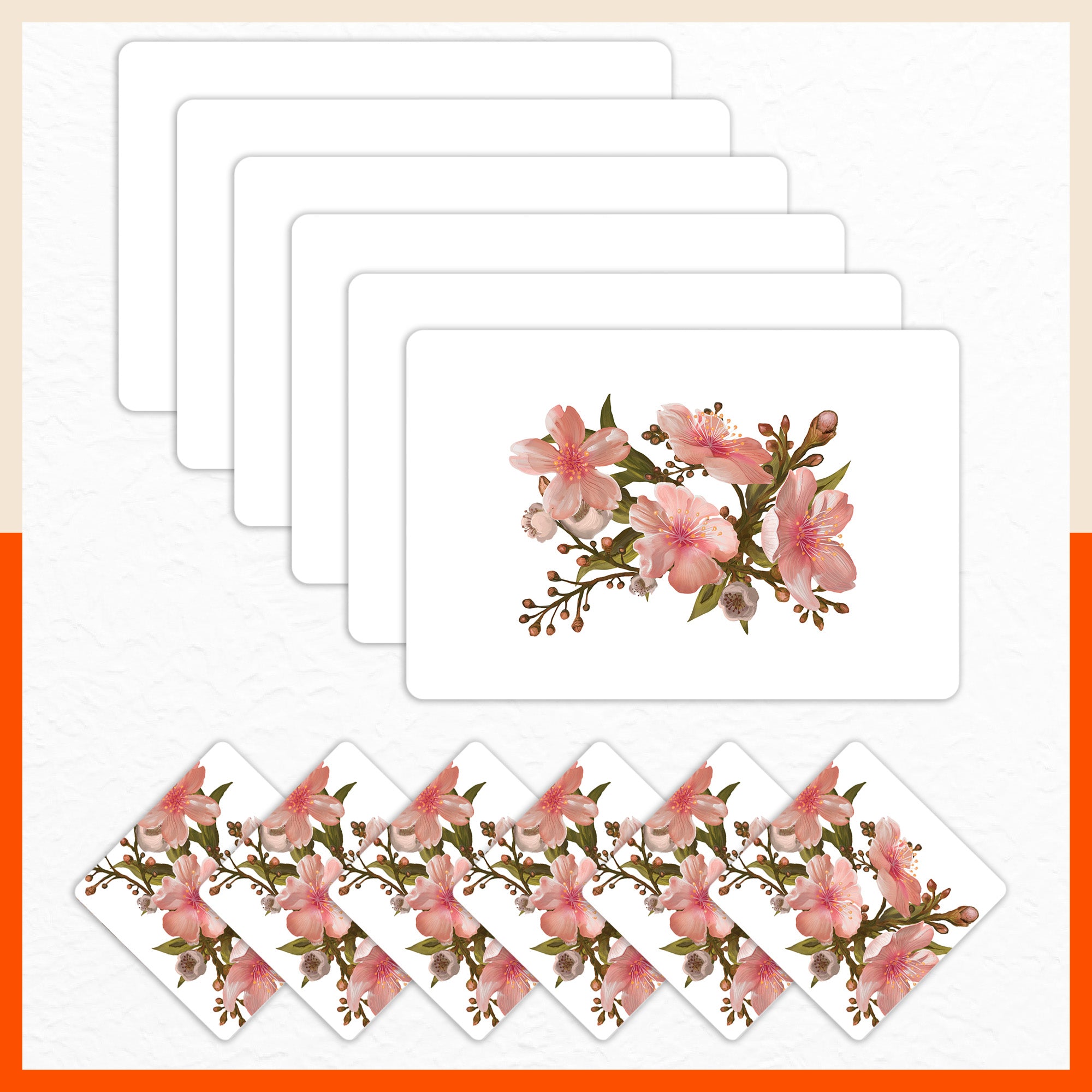Polypropylene Table Mats & Coasters for Dining Table at Home (BLOOM - Set of 6)