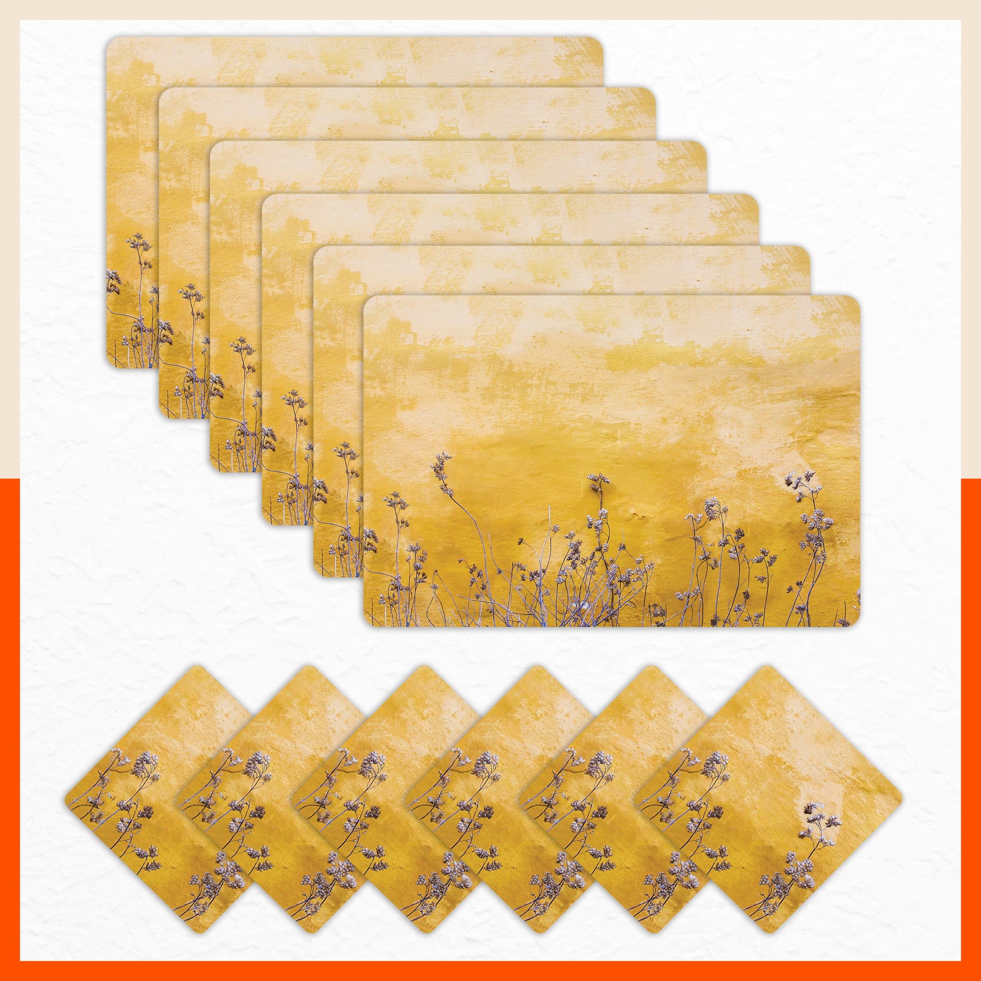 Polypropylene Table Mats & Coasters for Dining Table at Home (Tansy - Set of 6)