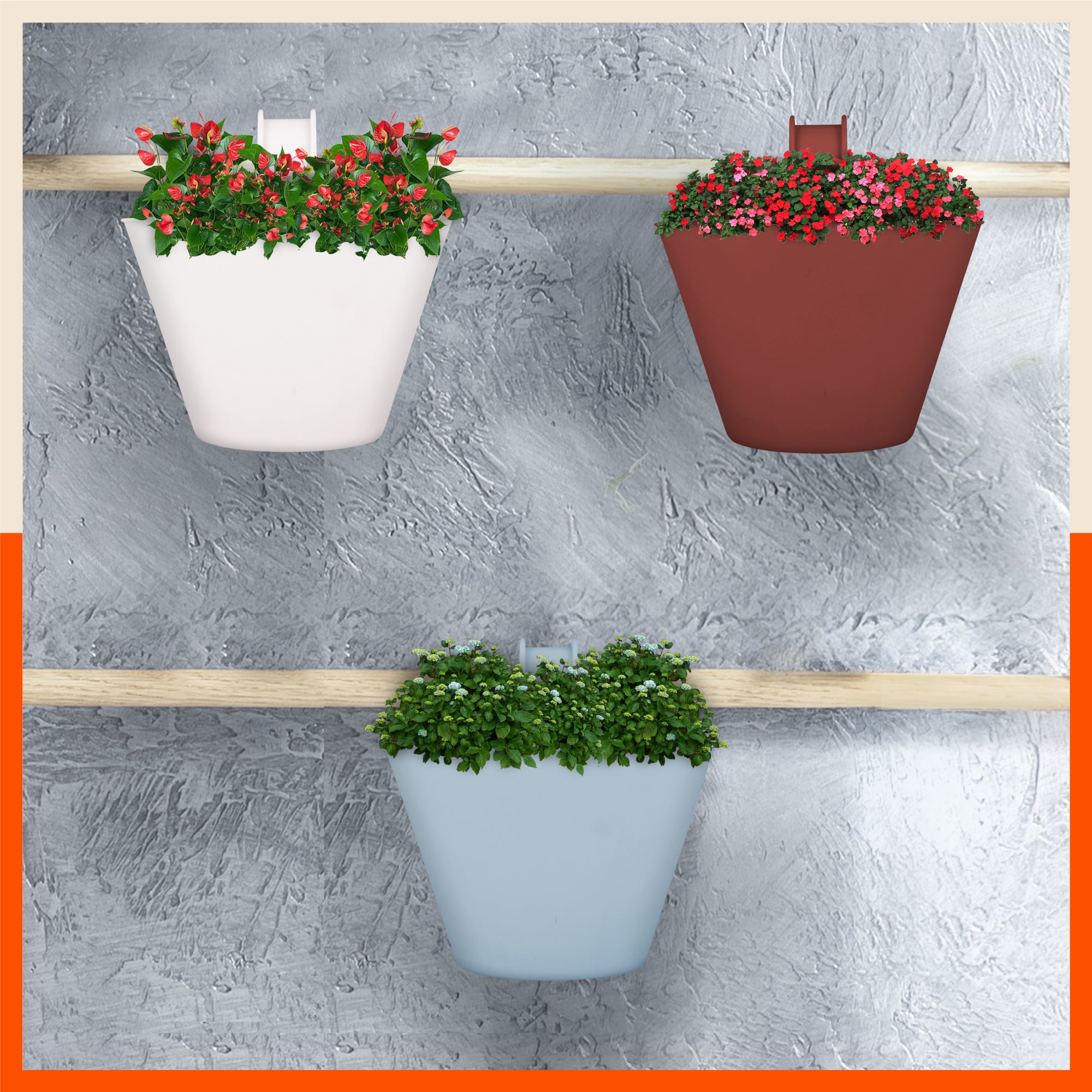 KAI Hanging Oval Planters For Home (Earth & Sky - Set of 3)