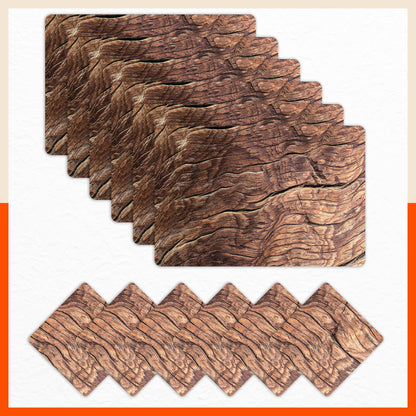 Polypropylene Table Mats & Coasters for Dining Table at Home (WALNUT - Set of 6)