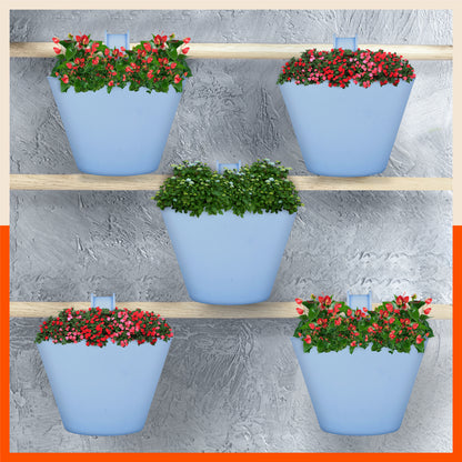 KAI  Hanging Oval Planters For Home (Sky Blue - Set of 5)