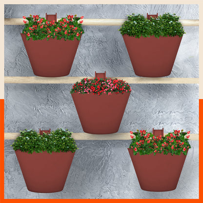 KAI Hanging Oval Planters For Home (Terracota - Set of 5)