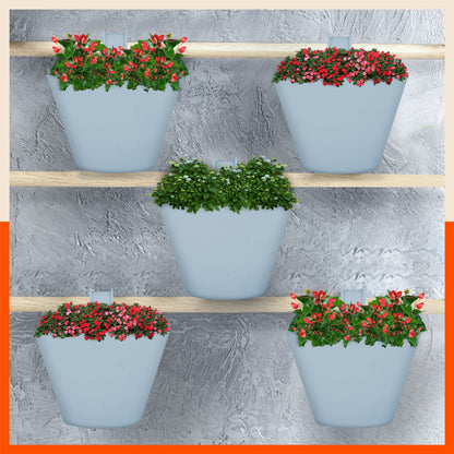KAI  Hanging Oval Planters For Home (Ash Grey - Set of 5)