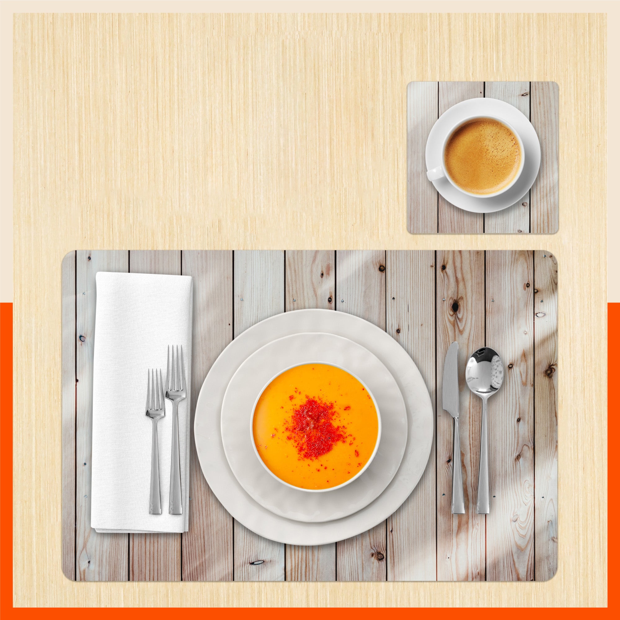 Polypropylene Table Mats & Coasters for Dining Table at Home (CEDAR - Set of 6)