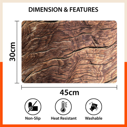 Polypropylene Table Mats & Coasters for Dining Table at Home (WALNUT - Set of 6)