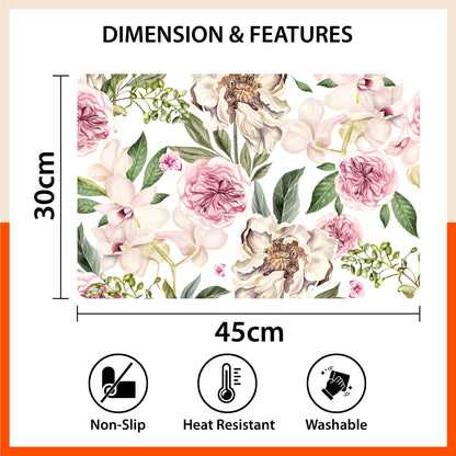 Polypropylene Table Mats & Coasters for Dining Table at Home (PEONY - Set of 6)