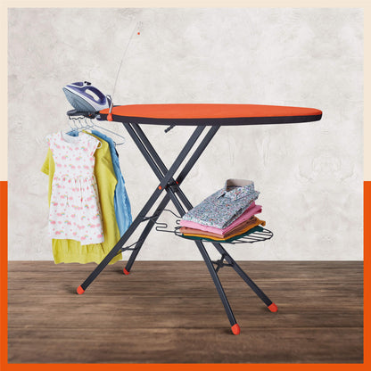Bathla X-Pres Ace Pro - Extra Large Foldable Ironing Board For Home (Orange & Black)