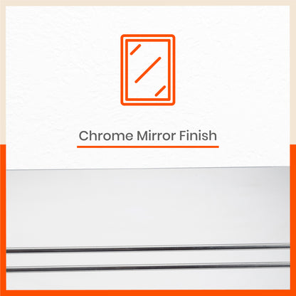 Altair Stainless Steel Bathroom Shelf with Steel Tumbler and Toothbrush Holder Grooves For Home