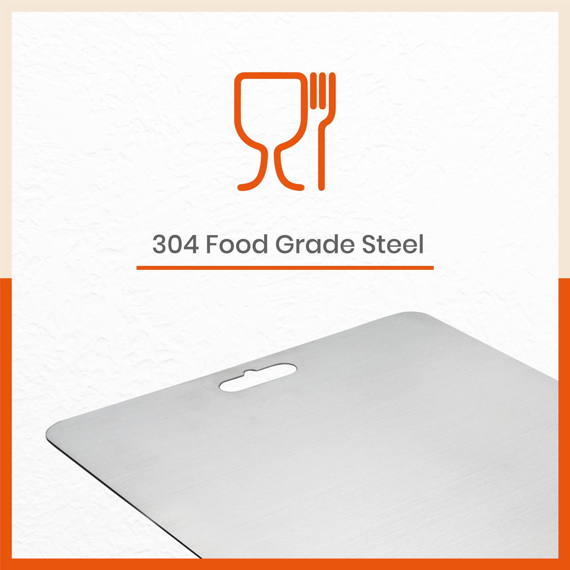ENOX Pro Stainless Steel Chopping Board | Extra Large For Home (Size: 300mm x 500mm, Thickness: 2.0mm)