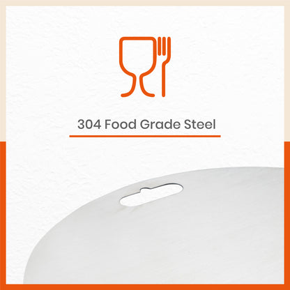 ENOX Stainless Steel Chopping Board | Circular For Home (Size: 350mm Diameter, Thickness: 1.5mm)