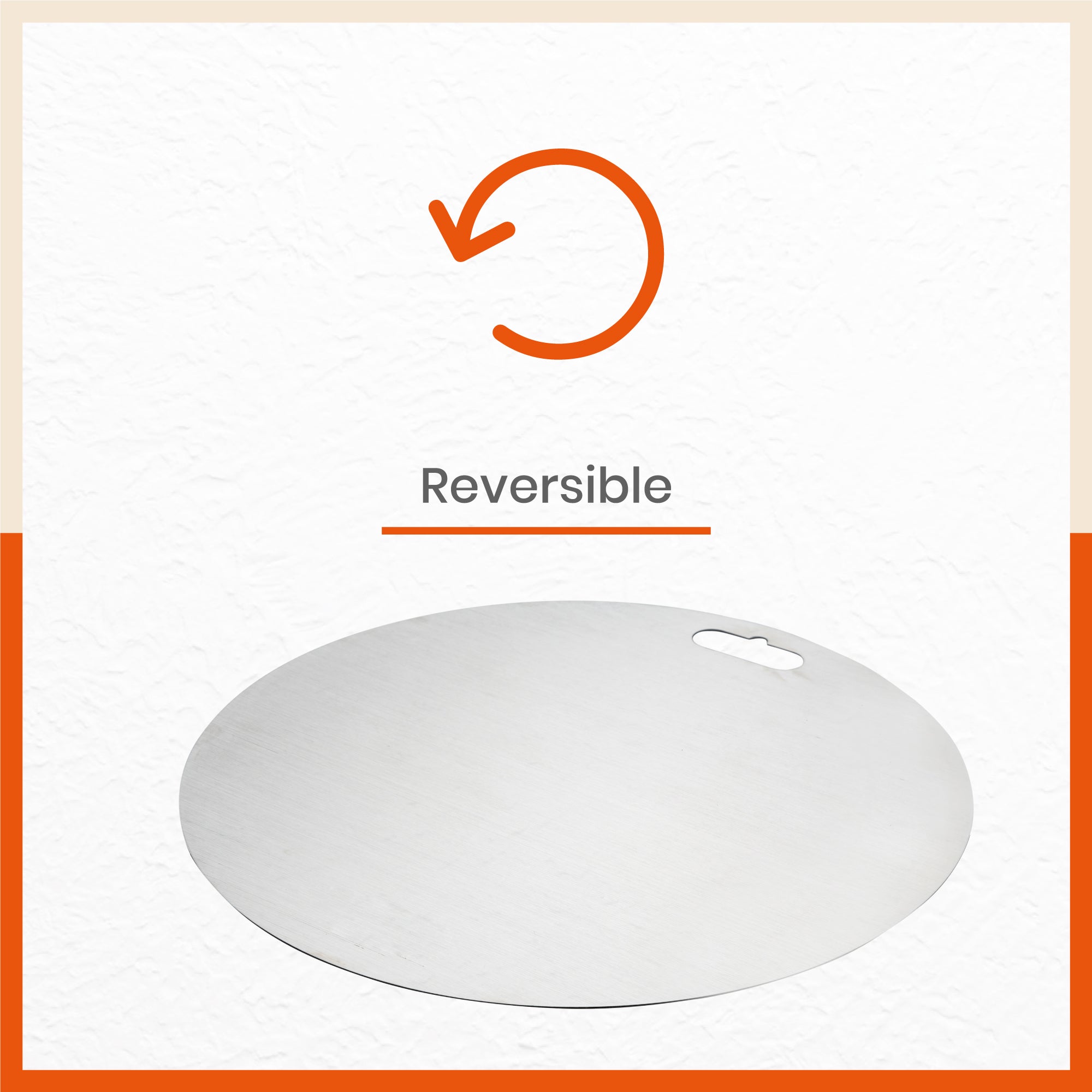 ENOX Stainless Steel Chopping Board | Circular For Home (Size: 350mm Diameter, Thickness: 1.5mm)