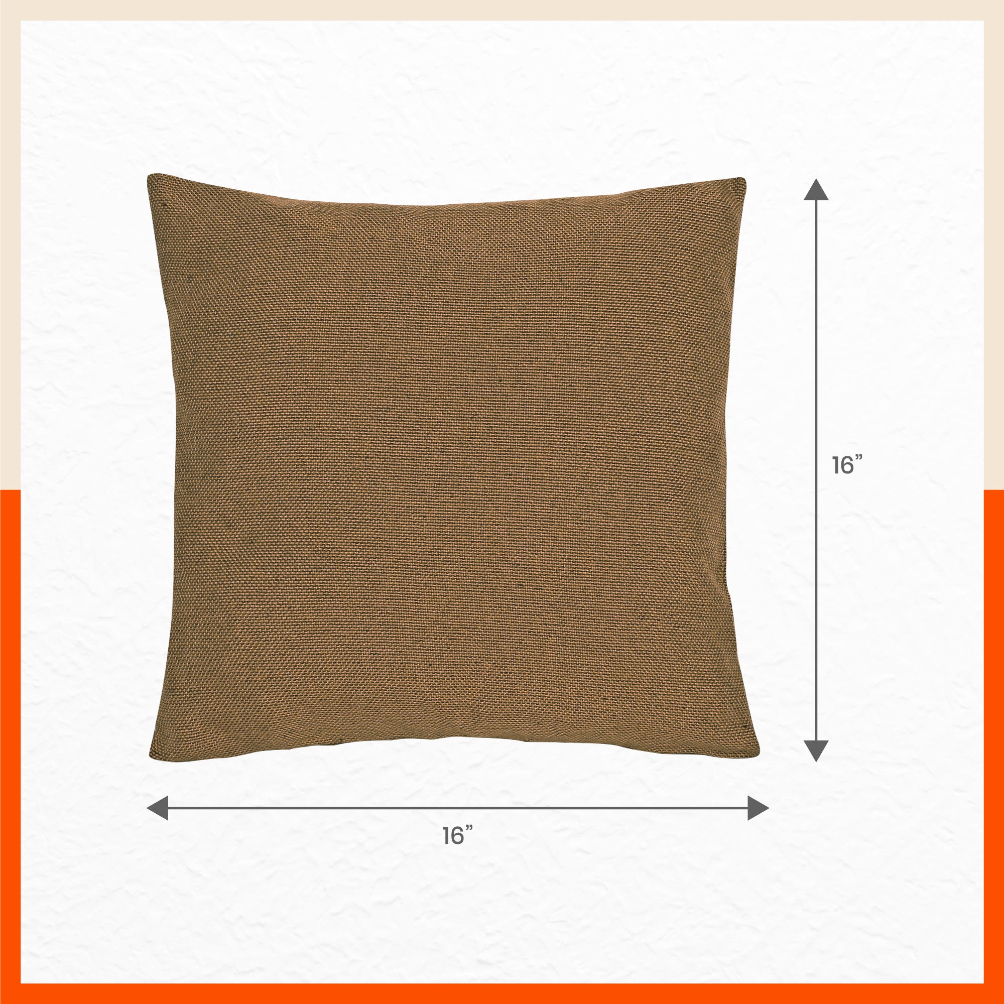 AKIRA Jute Cushion Covers For Home | Beige (Set of 3 - 16 x 16 Inches)