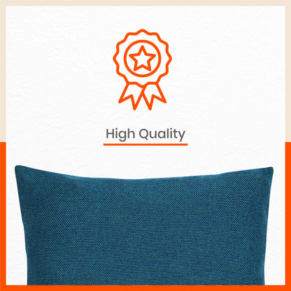AKIRA Jute Cushion Covers For Home | Blue (Set of 3 - 16 x 16 Inches)
