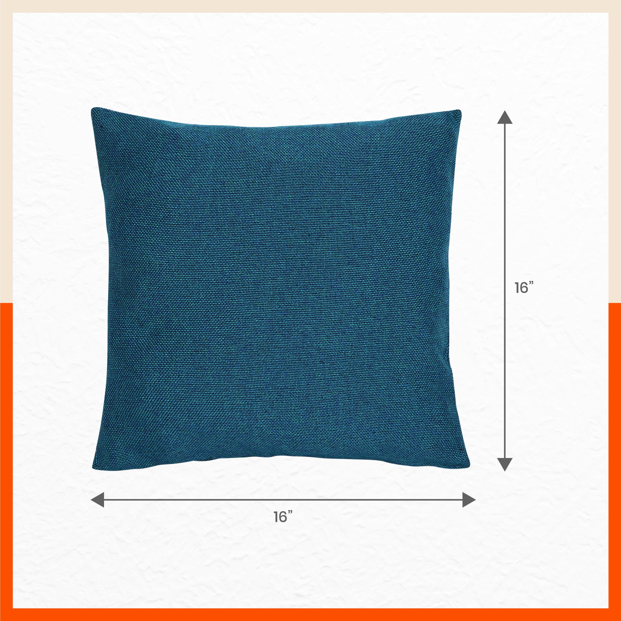 AKIRA Jute Cushion Covers For Home | Blue (Set of 3 - 16 x 16 Inches)