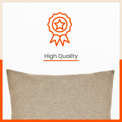 AKIRA Jute Cushion Covers For Home | Cream (Set of 3 - 16 x 16 Inches)