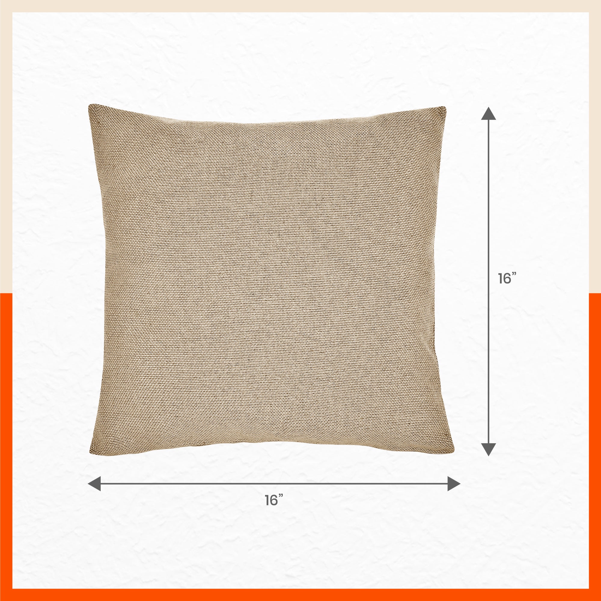 AKIRA Jute Cushion Covers For Home | Cream (Set of 3 - 16 x 16 Inches)