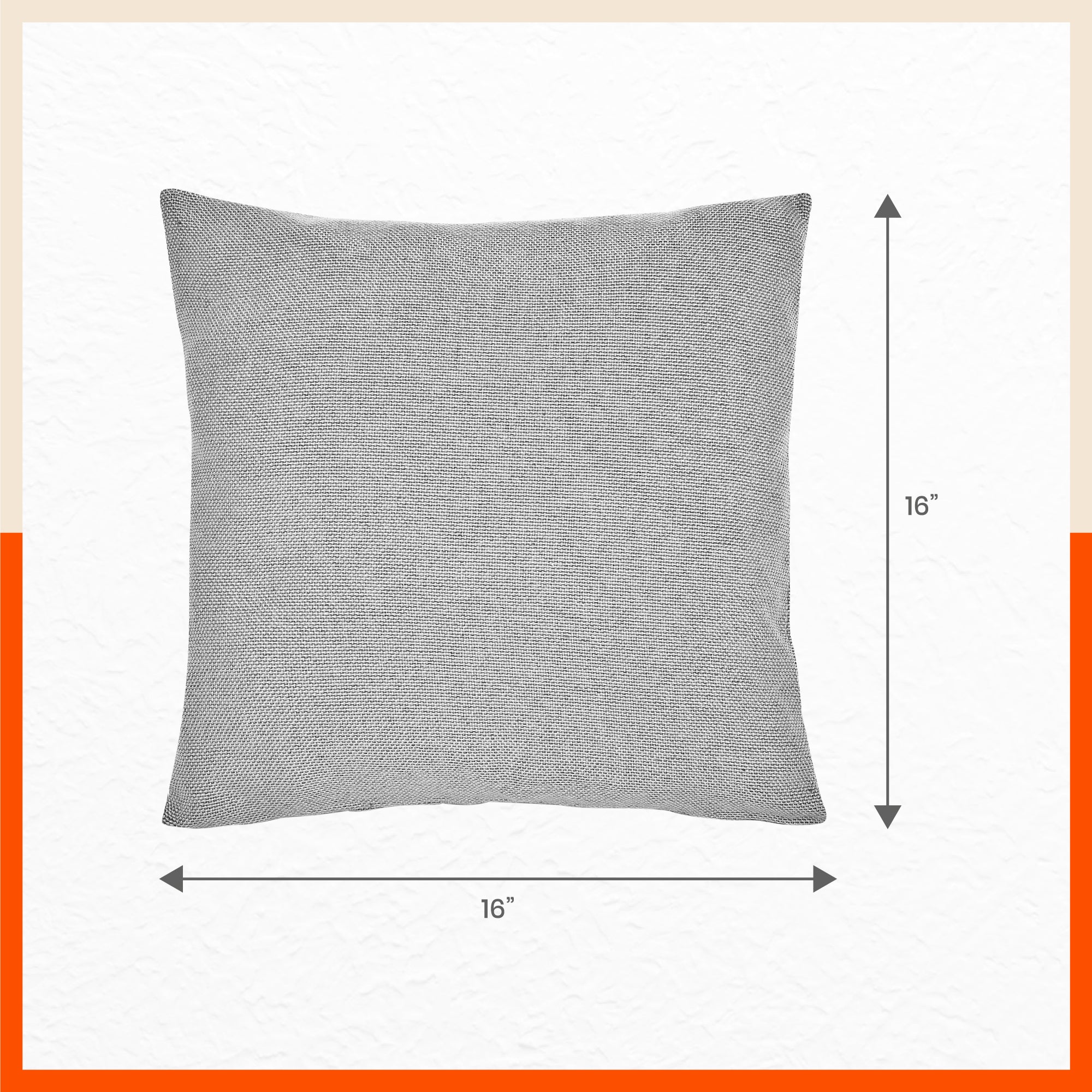 AKIRA Jute Cushion Covers For Home | Grey (Set of 3 - 16 x 16 Inches)