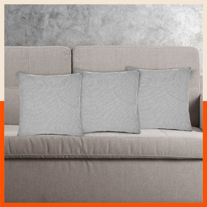 AKIRA Jute Cushion Covers For Home | Grey (Set of 3 - 16 x 16 Inches)
