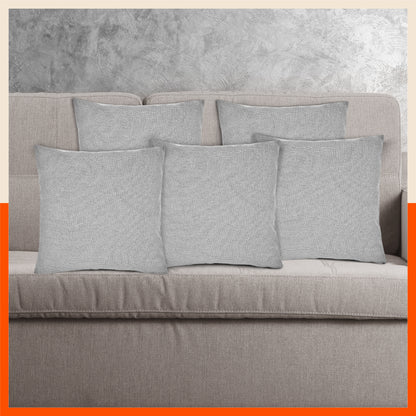 AKIRA Jute Cushion Covers For Home | Grey (Set of 5 - 16 x 16 Inches)