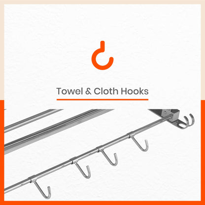 Dorado Double Folding Stainless Steel Towel Rack / Holder / Stand For Home (Medium - 18 inches)