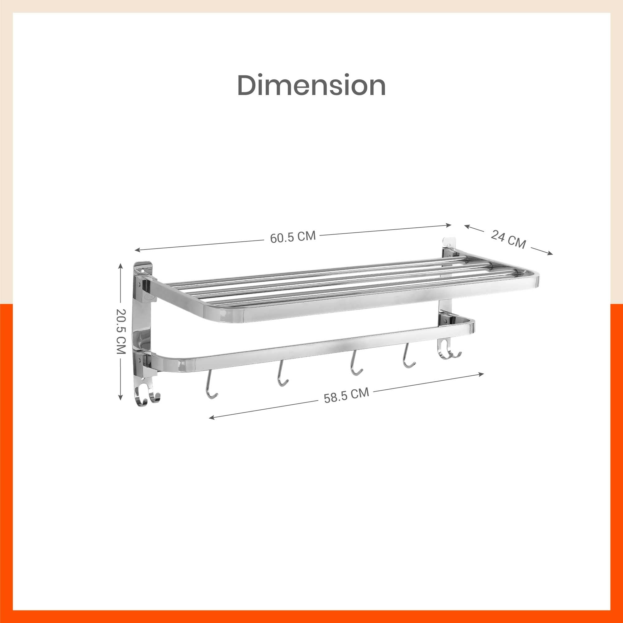 Dorado Double Folding Stainless Steel Towel Rack / Holder/ Stand for Home (24 inches)