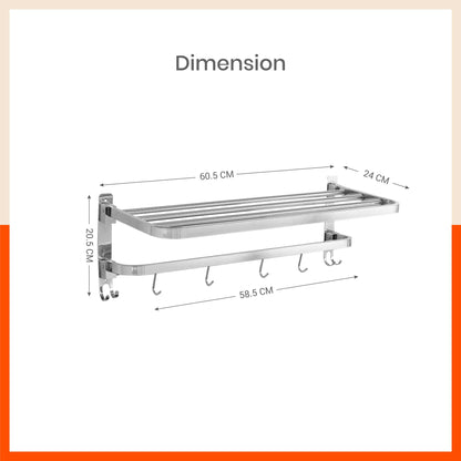 Dorado Double Folding Stainless Steel Towel Rack / Holder/ Stand for Home (24 inches)