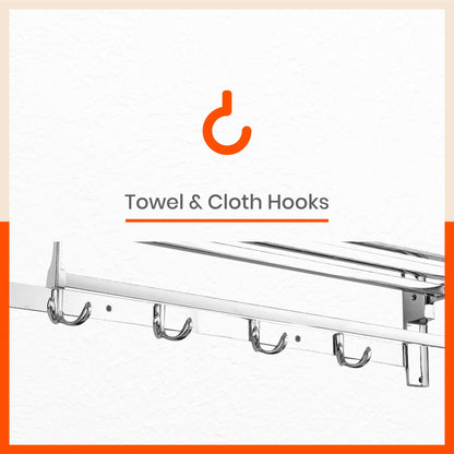 Dorado Square Stainless Steel Towel Rack / Holder / Stand For Home (Large - 24 inches)