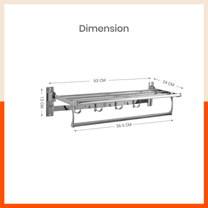 Dorado Square Stainless Steel Towel Rack / Holder / Stand For Home (Large - 24 inches)