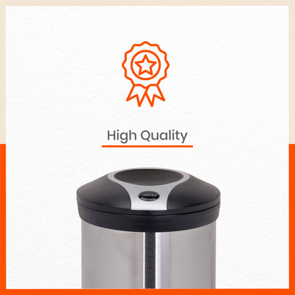 Bathla Silver and Black Stainless Steel Step Bin For Home (12 Ltrs)