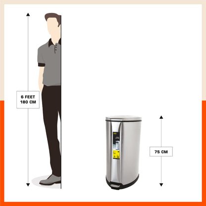 Bathla Silver Stainless Steel Step Bin For Home(35 Ltrs)