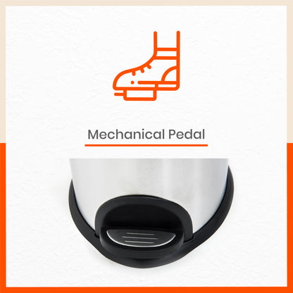 Bathla Contempo Stainless Steel Pedal Step Dustbin For Home - Small (5 L)