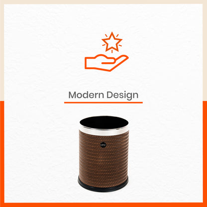 Bathla Eleganza Dustbin For Home - Brown Cane (8 L)