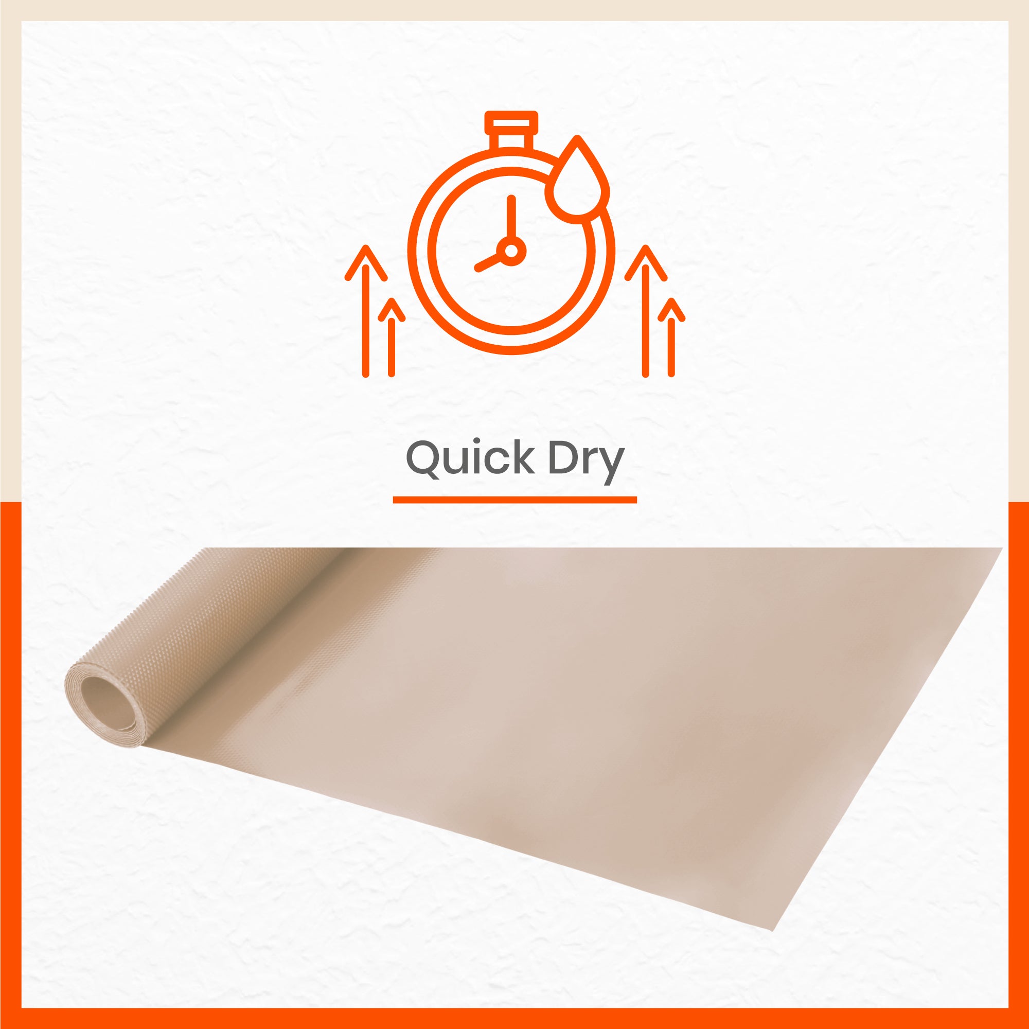 Vega Multipurpose Diamond Texture Shelf Liner | Beige ( 45cm X 300cm 380 GSM)