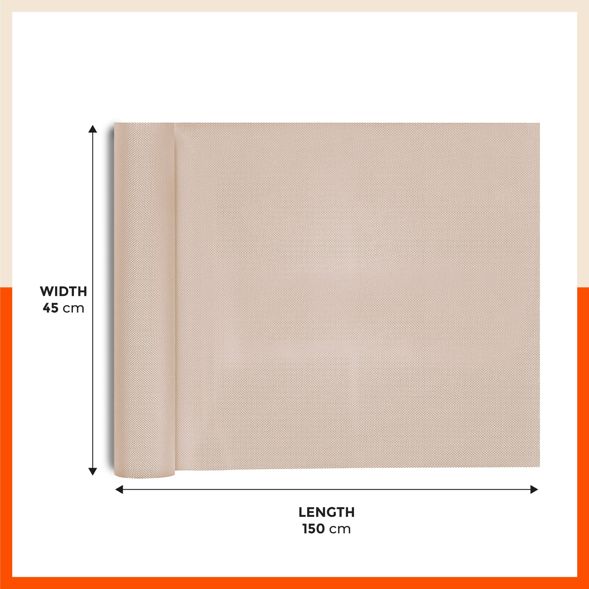 Vega Multipurpose Diamond Texture Shelf Liner | Beige ( 45cm X 150cm 380 GSM)