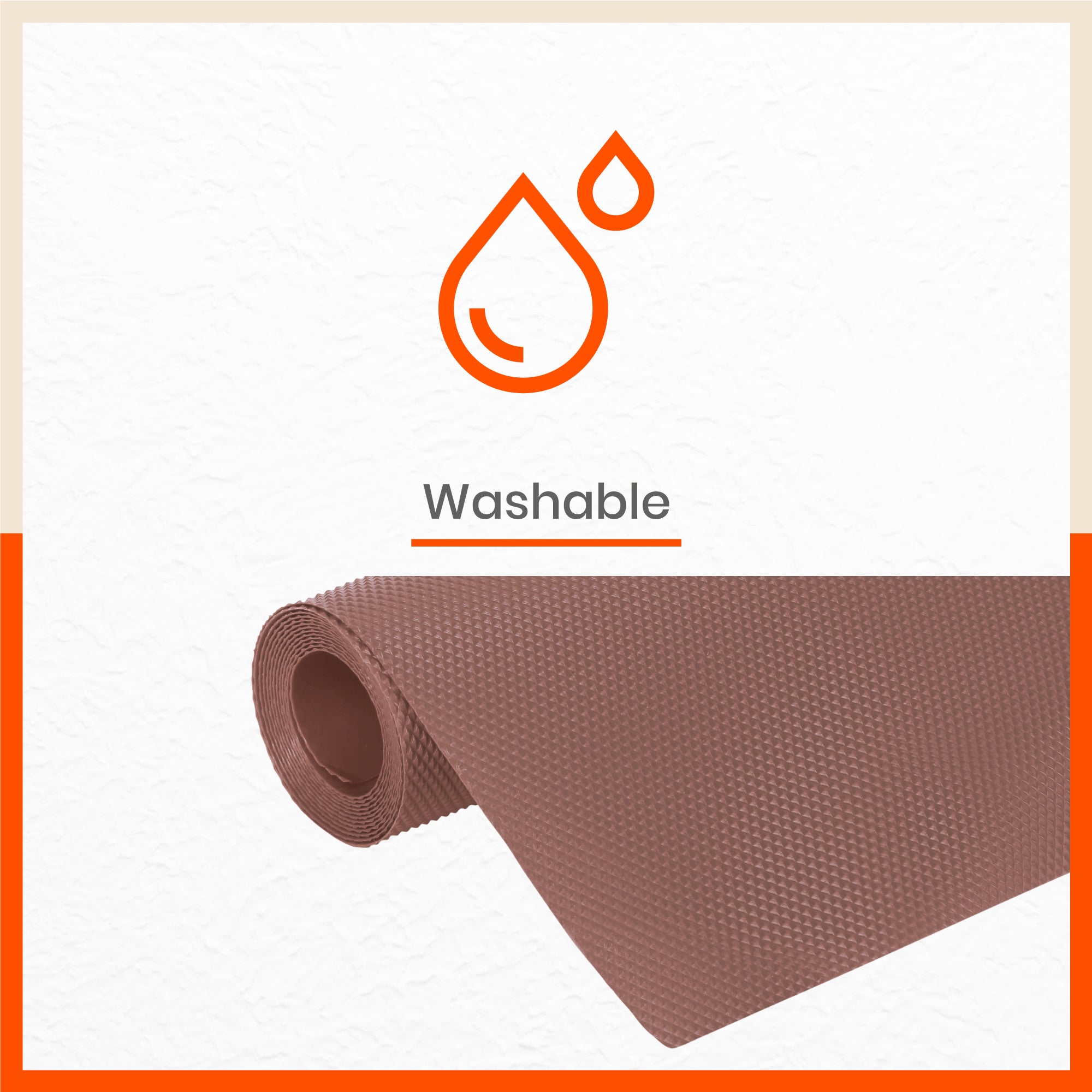 Vega Multipurpose Diamond Texture Shelf Liner | Coffee Brown ( 45cm X 150cm 380 GSM Pack of 3 )