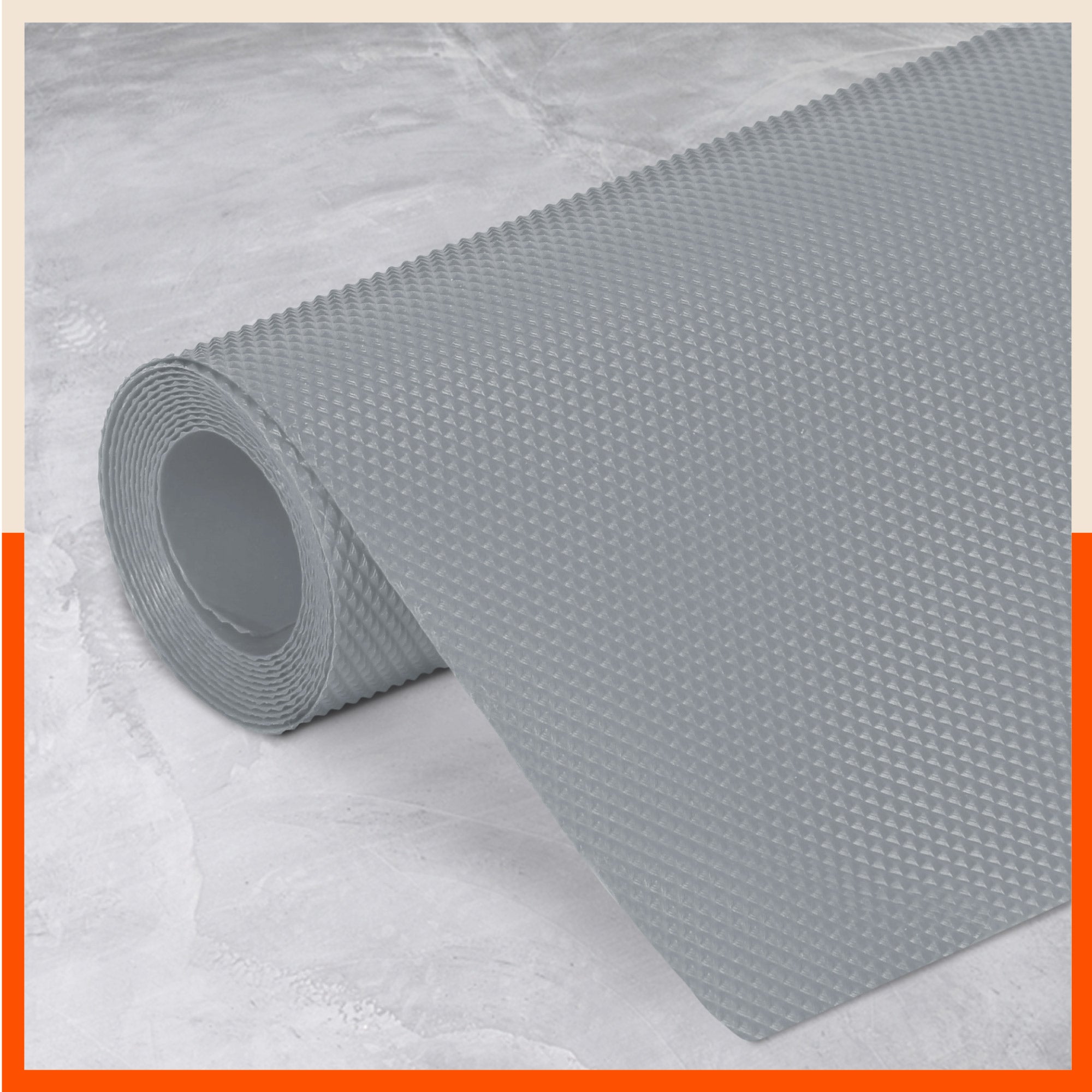 Vega Multipurpose Diamond Texture Shelf Liner | Light Grey (45 cm X 500 cm 380 GSM)