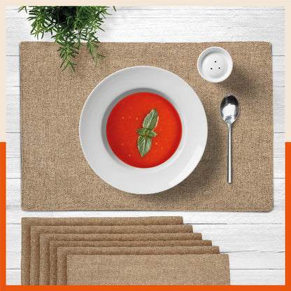 Vera Premium Jute Table Mats / Placemats for Home Dining Table | Reversible | (Beige - Set of 6 - 45cm x 30cm)