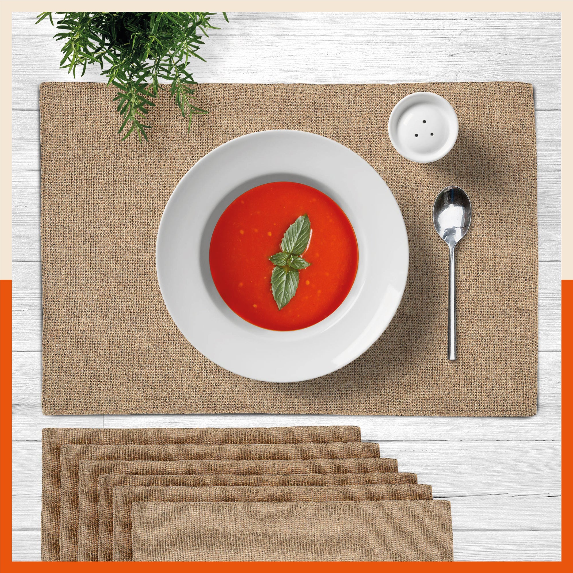 Vera Premium Jute Table Mats / Placemats for Home Dining Table | (Beige - Set of 6 - 45cm x 30cm)