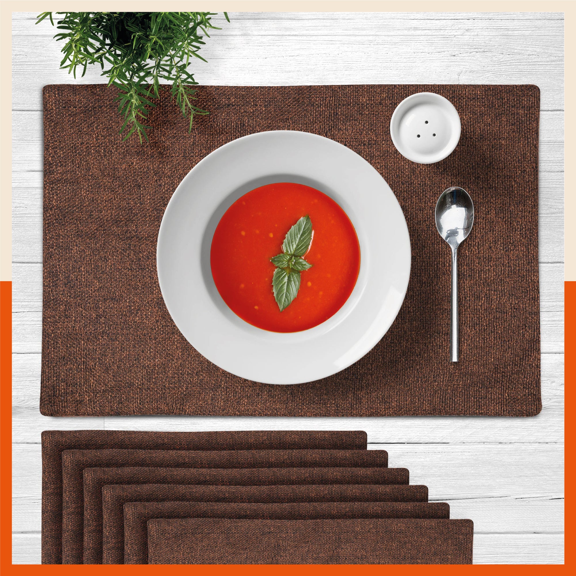 Vera Premium Jute Table Mats / Placemats for Home Dining Table | (Bronze - Set of 6 - 45cm x 30cm)