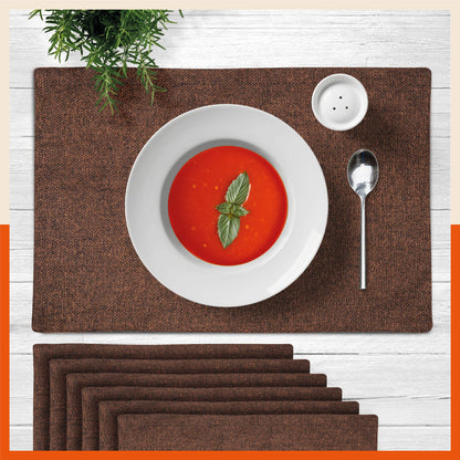 Vera Premium Jute Table Mats / Placemats for Home Dining Table | (Bronze - Set of 6 - 45cm x 30cm)