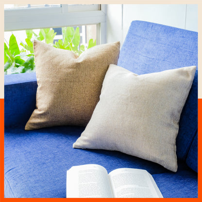AKIRA Jute Cushion Covers For Home | Grey (Set of 3 - 16 x 16 Inches)